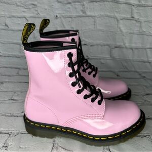 Dr Martens Women’s 1460 Pink Patent Leather Lace Up Boot Size US 7
